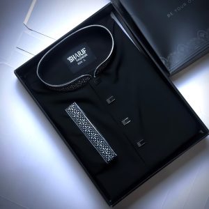 Panjabi-China Stice Fabric Black(𝐜𝐨𝐝 𝟑𝟓𝟎)