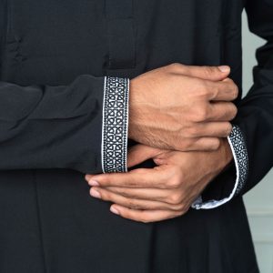 Alternative view of Panjabi-China Stice Fabric Black(𝐜𝐨𝐝 𝟑𝟓𝟎)