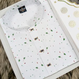 Premium Jamdani Suti Panjabi green name pata (cod-13)