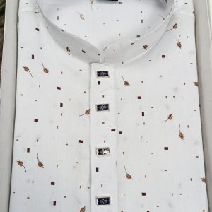 Alternative view of Premium Jamdani Suti Panjabi gold Neem pata(cod-14)