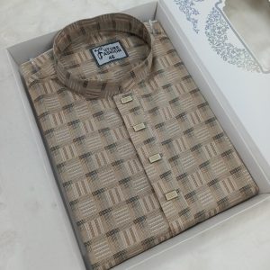 সুতি কটন কাপরের পাঞ্জাবি- বাদামী কালার(কোড-৩৮)