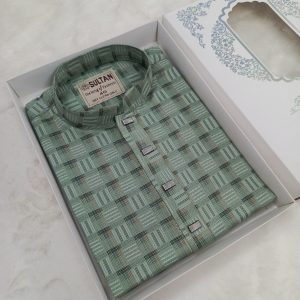 সুতি কটন কাপরের পাঞ্জাবি- কচুপাতা কালার (কোড-৩৭)